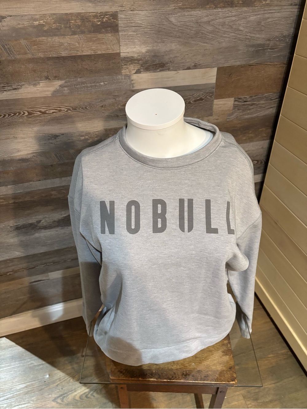 NOBULL Women's Crewneck Sweatshirt in Light Gray with Bold Logo